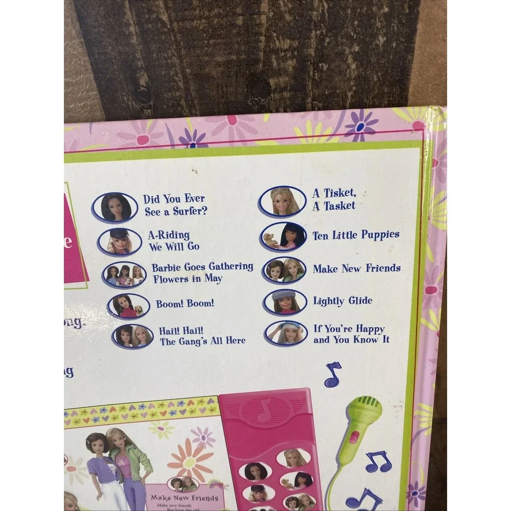 VTG Barbie Sing-Along Songs Play-a-Song Book w/ Working Microphone (2000) TESTED